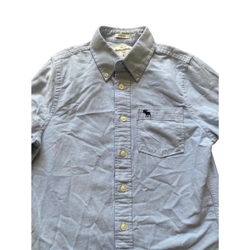 Abercrombie Kids Muscle Button Down Blue Shirt I Size: L